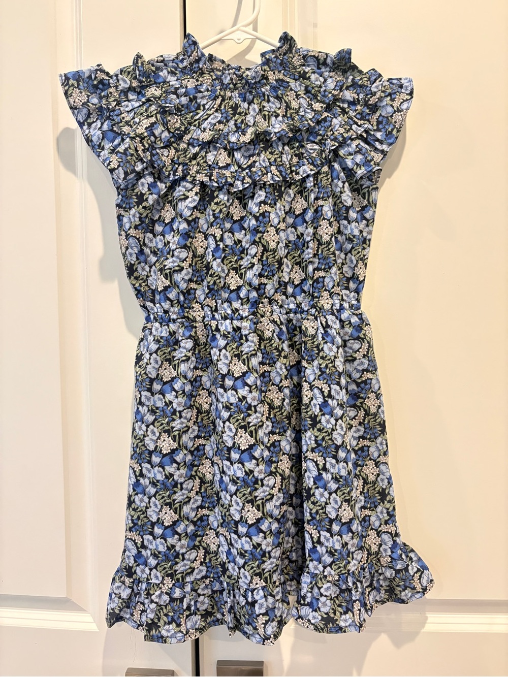 Janie and Jack Blue Floral Ruffle Yoke Dress size 10